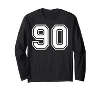 90 Number Ninety Team Sports Graphic Design Matching Varsity Long Sleeve T-Shirt