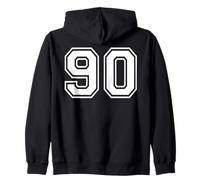 90 Number Ninety Team Sports Graphic Design Matching Varsity Zip Hoodie