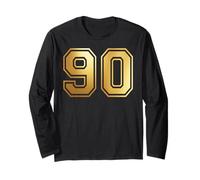 90 Number Ninety Team Sports Graphic Varsity Matching Long Sleeve T-Shirt