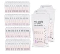 90 Pack Breast Milk Storage Bags 250 ml (8 oz) Milk Storage Bags with Temperature Sensing Colour Change Pour Spout for Easy Feeding Leakproof Pre-Sterilised Freezer Safe