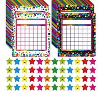 90 Pack Classroom Incentive Chart, 2 Colorful Designs with 2640 Star Stickers for Classroom Teaching or Family Using