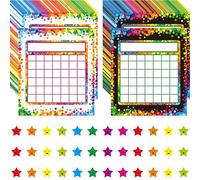 90 Pack Classroom Incentive Chart in 2 Designs with 2640 Star Stickers for Classroom Teaching or Family Using