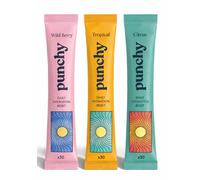 90 Pack Electrolytes Sachets Trio Flavours - Fast Absorbing Hydration Sachets - Rehydration Sachet Packed with Vitamins - No Artificial Sweeteners or Preservatives - Electrolytes Powder by Punchy