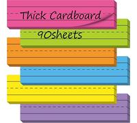 90 Pack Sentence Strips, Ruled Rainbow Sentence Strip Lined Paper for Handwriting Practice Learning Tool Classroom School, Office Supplies (6 Assorted Colors, 12” x 3”)
