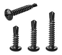 90 PCS Black Self Tapping Screws for Metal - Stainless Steel Self Drilling Screws (Round Head)