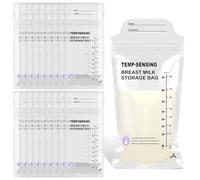 90 Pcs Breast Milk Storage Bags 8oz/250ml Temp-Sensing Milk Storage Bags Breastfeeding BPA Free Double Seal Breastmilk Storage Bag with Pour Spout No-Leak for Refrigeration and Freezing