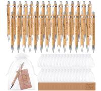 90 Pcs Employee Appreciation Gifts Inspirational Bamboo Ballpoint Pens Thank You Motivational Quotes Pens with Greeting Cards Organza Bags Encouraging Pen Thank You Gifts for Colleagues Teacher