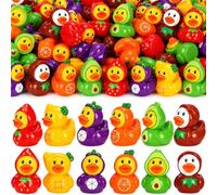 90 Pcs Fruit Mini Resin Ducks 6 Style Tiny Small Fruit Duck Figurines to Hide Bulk Miniature Resin Animals Figurines for Birthday Party Favor DIY Crafts Home Office Car Garden Landscape Decor