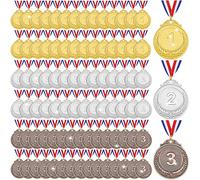 90 Pcs Gold Silver Bronze Award Medals, Metal Winner Award Medals with Neck Ribbon, 1st 2nd 3rd Prize Medals for Kids, Adults, Competitions, Sports, Spelling Bees, Olympic Style, 2 Inches