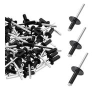 90 Pcs Large Flange Pop Rivets, Aluminum Rivets, Black Rivets with Large Flange 4.8mmx20/13/10mm, Black Dome Head Pop Blind Rivets for Metal, Plastic Wood Sheet Mounting, DIY