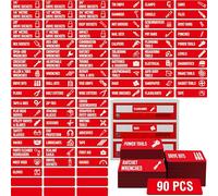 90 PCS Magnetic Toolbox Labels, 82 Pre-Printed & 8 Blanks Large Size Tool Chest Organizer Labels Strong Magnetic & Easy to Read Printing Fits All Brands of Steel Tool Box Drawers (Red, 3.5” x 1”)