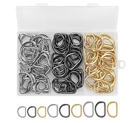 90 Pcs Metal D Ring Buckles, Nickel Plated Semi Circular Rings, D-Shape Buckle Clips, Durable Fastener Buckles, Opening Half Ring, Non Welded Metal D Ring for Purse Keychains(3 color, 3 sizes)