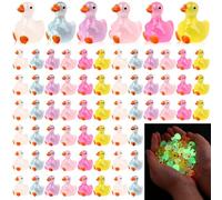 90 Pcs Mini One Silly Goose Figurine Bulk Luminous Small Geese Micro Landscape Garden Decor Glow in The Dark Resin Miniature Funny Silly Goose for Car Home Desk Gifts Baby Shower Birthday Party Favor