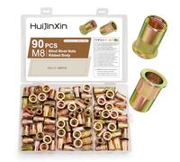 90 Pcs Rivet Nuts Kit, Rivnuts Kit, M8 Flat Head Threaded Insert Nuts, Carbon Steel Threaded Insert Nutsert Blind Rivet Inserts Nut Assortment Set for for Metal Sheets Wood Electrical
