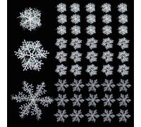 90 PCS Snowflake Ornament, 11/8/6cm White Snowflakes Decoration, Plastic Snowflake Ornaments Winter Snowflakes Ornaments Party Ornamental Xmas Home Décor