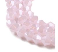 90 perline di Cristallo di Boemia 4 mm Doppio cono, perline cece, perline di vetro smerigliato, Bicone Beads (rosa opaco)