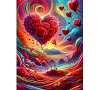 90 Piece Jigsaw Puzzles for Adults, Impossible Hard Difficult Challenging jigsaw puzzle 90 pieces adult Puzzles Classic Educational Games 25x20cm,Rose Heart Mountain