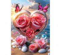 90 Piece Jigsaw Puzzles for Adults, Impossible Hard Difficult Challenging jigsaw puzzle 90 pieces adult Puzzles Classic Educational Games 25x20cm,Rose Heart Beach
