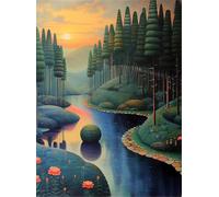 90 piece Jigsaw Puzzles for Adults Impossible Hard Difficult Challenging Puzzle, jigsaws 90 pieces for adults Fun Activity & Present for The Whole Family, Theme:Tree Lawn River