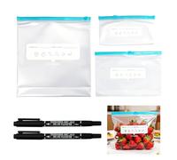 90-Piece Reusable Freezer Bags, Zipper Bags, Moisture-Proof & Airtight, with 2 Double-Sided Oil-Based Markers, 40 Small, 30 Medium, 20 Large, Suitable for Storing and Organizing Food