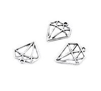 90 Pieces Antique Silver Tone Jewellery Charms Craft Art Making Crafting Beading Supplies R2IQ5J Diamond Shape