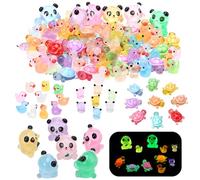 90 Pieces Luminous Mini Resin Animals,Tiny Miniature Resin Animals Mini Glow in the Dark Ducks Panda Turtle Frog Miniature Little Small Figures for Dollhouse Decor