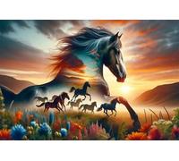 90 Pieces Puzzle For Adults Dream Horses Landscape Jigsaw Puzzles Teens Educational Toys Challenging puzzles for Wall Decor Gifts Finished Size: 25x20 cm