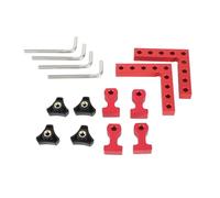 90° Positioning Square Right Angle Fixture, Woodworking Splicing Clamp Accessories, Aluminum Alloy Right Angle Clamp with Metric and Imperial Scale, Includes 2 Squares 4 Blocks 4 S (100mm)