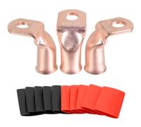 90° Pure Copper Cable Lugs 8pcs 4/0 AWG-3/8 90 Degree Bent Battery Lugs,Heavy Duty Wire Lugs,Ring Terminal,4/0 Guage terminals 90° Battery Cable Ends/Terminal Connectors with 8pcs 3:1 Heat Shrinks