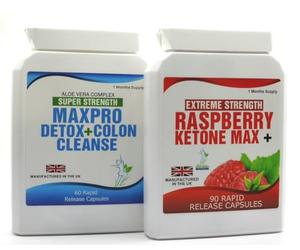 90 Raspberry Ketone Plus 60 Colon Cleanse Weight Management Slimming Keto Diet Pills Max Raspberry Max 1500mg Daily Dose 2 Bottles Capsules Dieting
