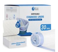 90 Sets - Premium Commode/Bed Pan Liners | Included with Supreme Absorbent Pads | Commode Toilet Chair Bucket Bags | Bio-Lec Mobility (90PCs Liners+90PCs Absorbent Pads)