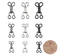 90 Sets Sewing Hooks and Eyes Closure, Hook and Eye Fastenings for Clothes, 3 Sizes Hook and Eye Closure, Metal Hook and Eye Latch Sewing for Bra, Clothes, Skirts, Pants（Silver, Gunmetal, Black）