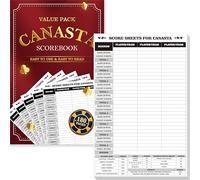 90 Sheets Canasta Score Pad, 180 Tear-off Pages Scorekeeping Pad Large Double-sided Print Score Tracker (6” x 9”)