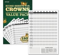 90 Sheets Crowns Score Pad, 180 Tear-off Pages Scorekeeping Pad Large Double-sided Print Score Tracker-Track up to 8 Players (6” x 9”)