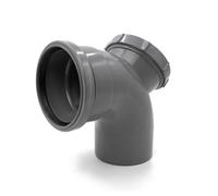 90° Short Access Bend (Single Socket), Grey Kayflow 110mm Soil & Waste Pipe Fitting