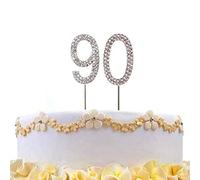 90 Silver Diamond Sparkley Cake Topper Age Year For Mans Womens Birthday Anniversary Party Decorations