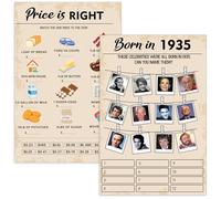 90 th Birthday Party Games, Set of 2 Activities for 15 Guests, Born in 1935 Games Bundle, Birthday Party Supplies for Adults, Pack of 30 Cards