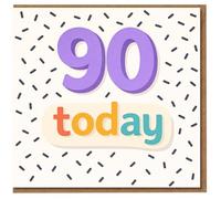 90 Today Birthday Card - Colourful Confetti Sprinkles Design - Milestone 90th Birthday Card