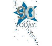 90 Today Super Starry Fun Hand-Finished Champagne Birthday Card JGS765
