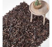 (90 x 150 cm, Chocolate) Dallas Leather Shaggy Rug