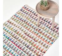 Homescapes Handwoven Multi Coloured Cotton Diamond Chindi Rug - Multi Colour / 150cm