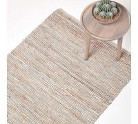 Madras Leather Hemp Rug Homescapes Natural 90cm x 150cm