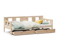 vidaXL Daybed With Drawers Without Mattress 90X190 cm Single Solid Wood, Brown