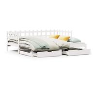 (90 x 190 cm) vidaXL Daybed with Trundle and Drawers without Mattress White 90x190 cm Single