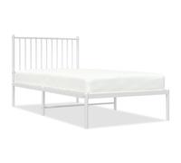 Vidaxl Metal Bed Frame With Headboard White 90X190 Cm 3Ft Single, White