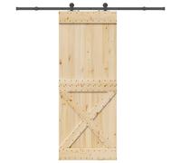 (90 x 210 cm (213.5 cm)) vidaXL Sliding Door with Hardware Set 80x210 cm Solid Wood Pine interior door