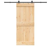 (90 x 210 cm (213.5 cm)) vidaXL Sliding Door with Hardware Set 80x210 cm Solid Wood Pine interior door