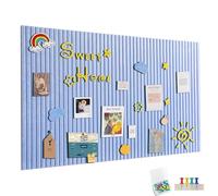 90 x 60 cm Large Felt Notice Board, Self-Adhesive, Felt Board, Memo Boards with 30 Push Pins, Bulletin Board, Wall Decoration for Office, Kitchen, Photos Memos, Light Blue
