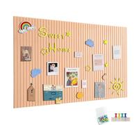 90 x 60 cm Large Felt Notice Board, Self-Adhesive, Felt Board, Memo Boards with 30 Push Pins, Bulletin Board, Wall Decoration for Office, Kitchen, Photos Memos, Light Orange
