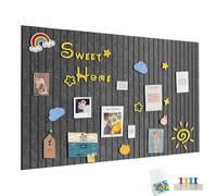 90 x 60 cm Large Felt Notice Board, Self-Adhesive, Felt Board, Memo Boards with 30 Push Pins, Bulletin Board, Wall Decoration for Office, Kitchen, Photos Memos, Dark Grey